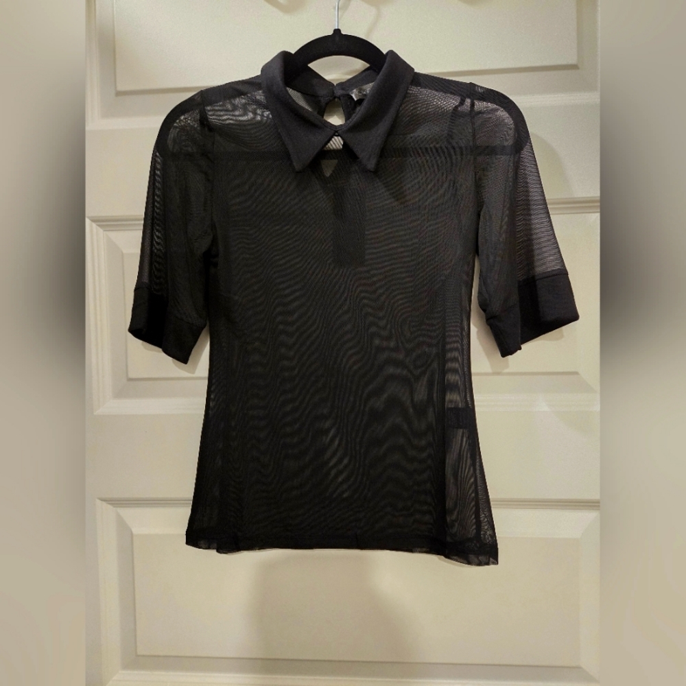 Black Mesh Collared Shirt by Foxblood